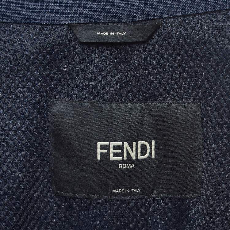 Pre Owned Fendi Navy Blue Nylon Utility Jumpsuit M