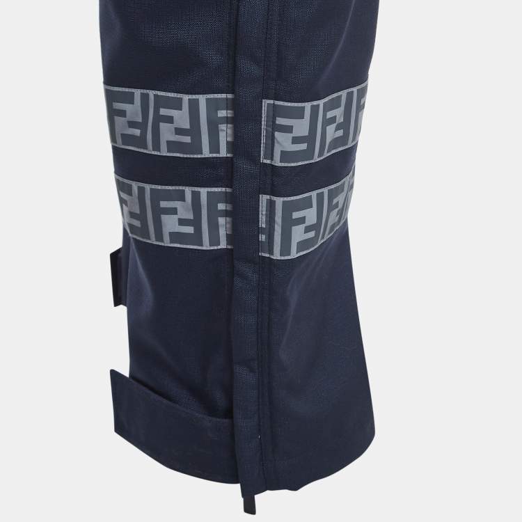 Pre Owned Fendi Navy Blue Nylon Utility Jumpsuit M