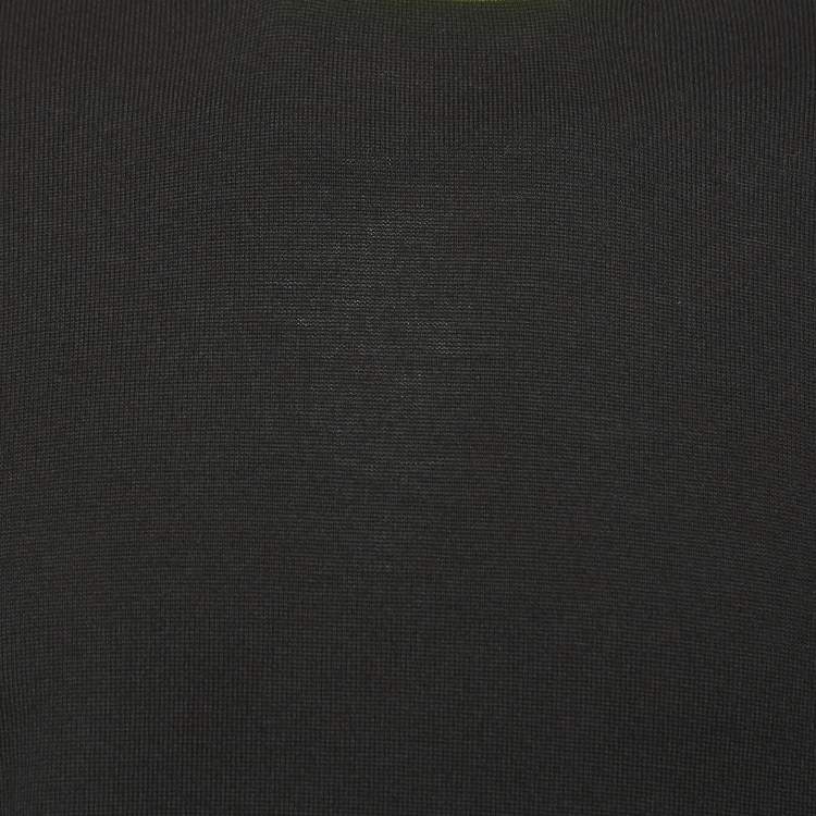 Pre Owned Fendi Black Wool Logo Neck Detail Jumper M