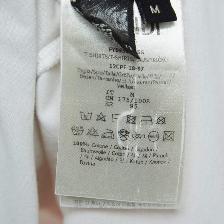 Pre Owned Fendi Multicolor Diagonal Striped Logo Print Cotton T-Shirt M