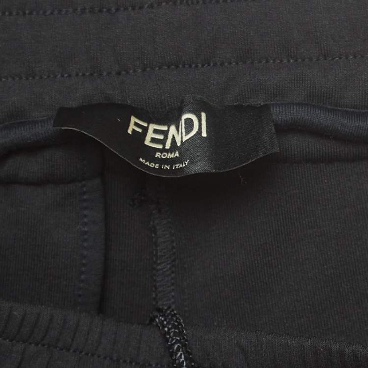 Pre Owned Fendi Black Jersey and Mesh Zip Knee Joggers M
