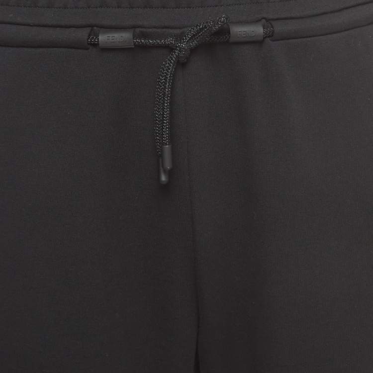 Pre Owned Fendi Black Jersey and Mesh Zip Knee Joggers M