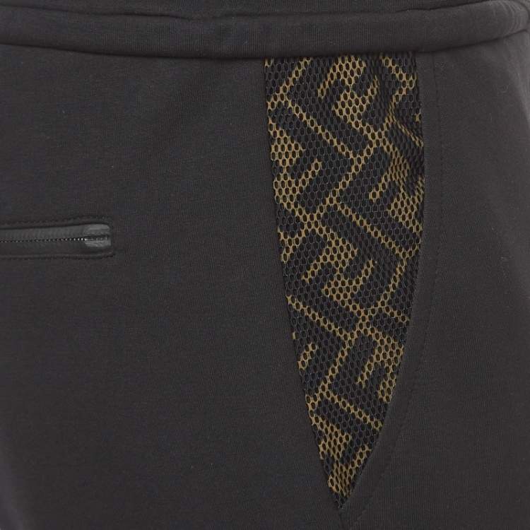 Pre Owned Fendi Black Jersey and Mesh Zip Knee Joggers M