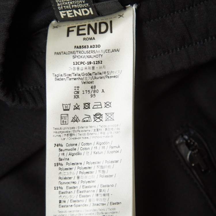 Pre Owned Fendi Black Jersey and Mesh Zip Knee Joggers M