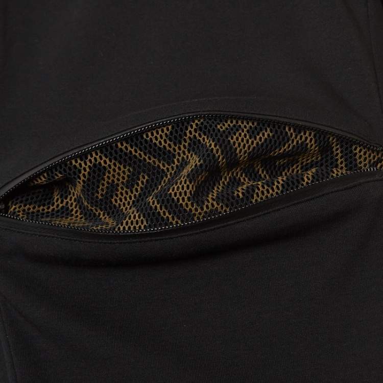 Pre Owned Fendi Black Jersey and Mesh Zip Knee Joggers M