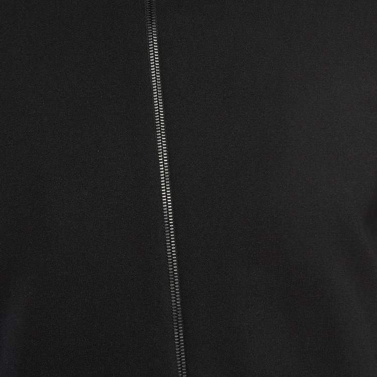 Pre Owned Fendi Black Knit Side Logo Tape Zip Front Jacket XS