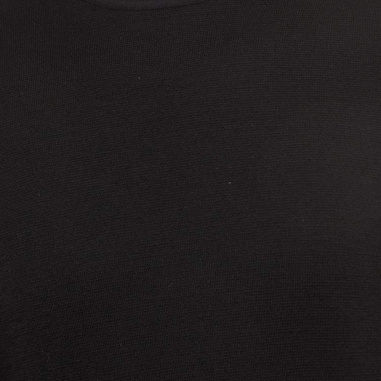 Pre Owned Fendi Black Logo Motif Fleece Wool Turtle Neck Pullover L