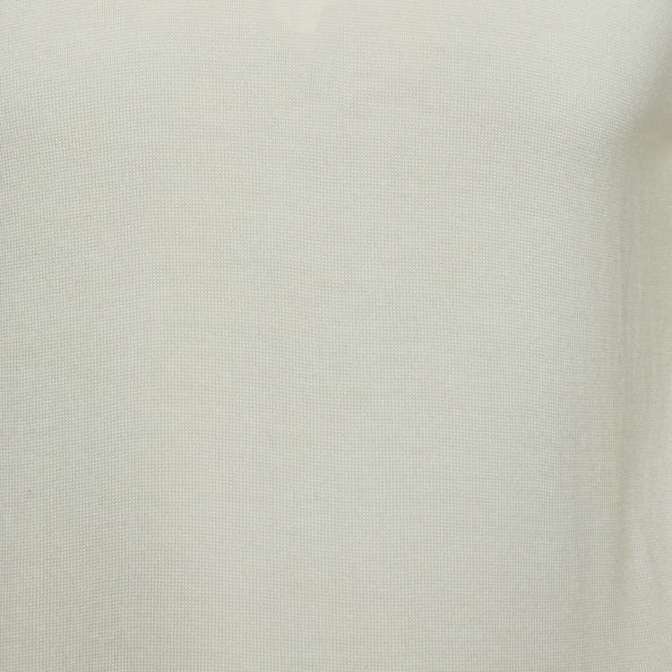 Pre Owned Fendi Ivory White Wool High Neck Jumper L