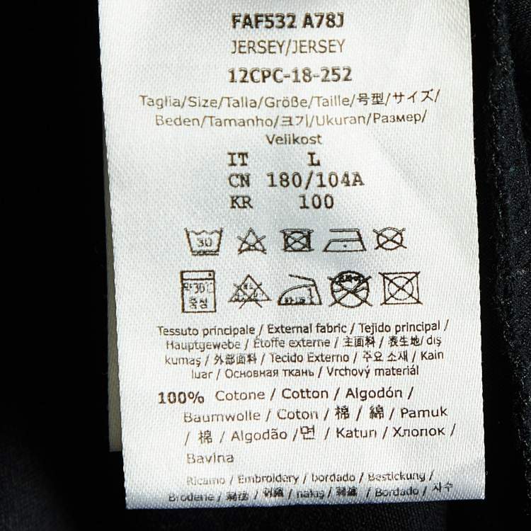 Pre Owned Fendi Black Bag Bugs Appliqued Cotton Crew Neck T-Shirt L