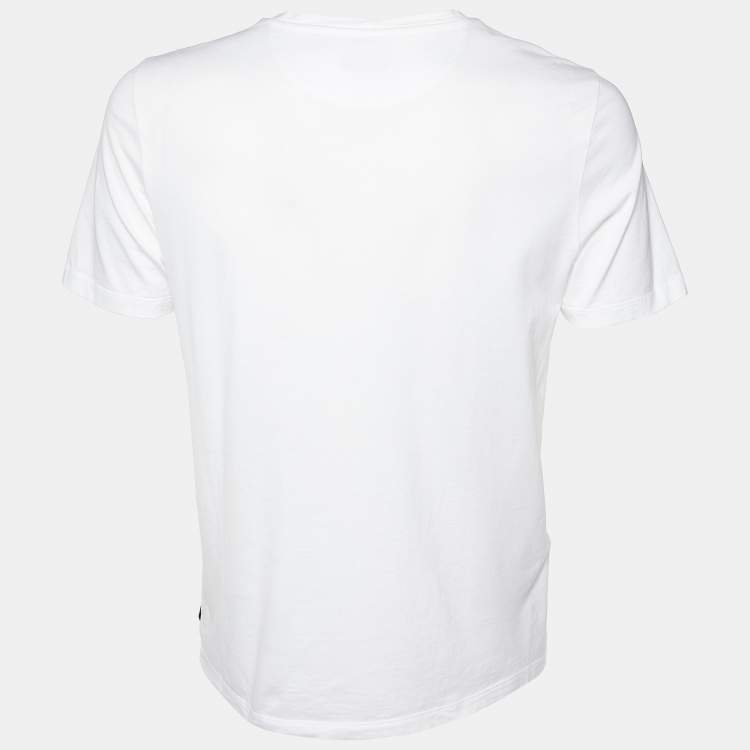 Pre Owned Fendi White Bag Bugs Appliqued Cotton Zip Detail T-Shirt M