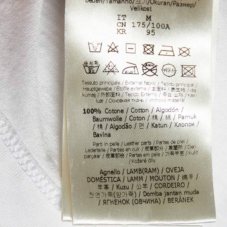 Pre Owned Fendi White Bag Bugs Appliqued Cotton Zip Detail T-Shirt M