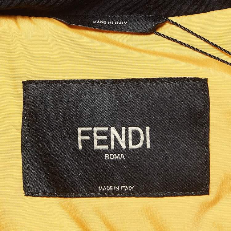 Pre Owned Fendi Colorblocked Corduroy and Nylon Puffer Vest L