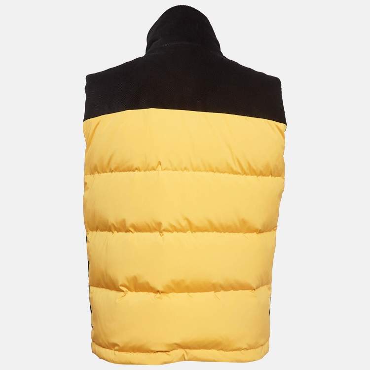 Pre Owned Fendi Colorblocked Corduroy and Nylon Puffer Vest L