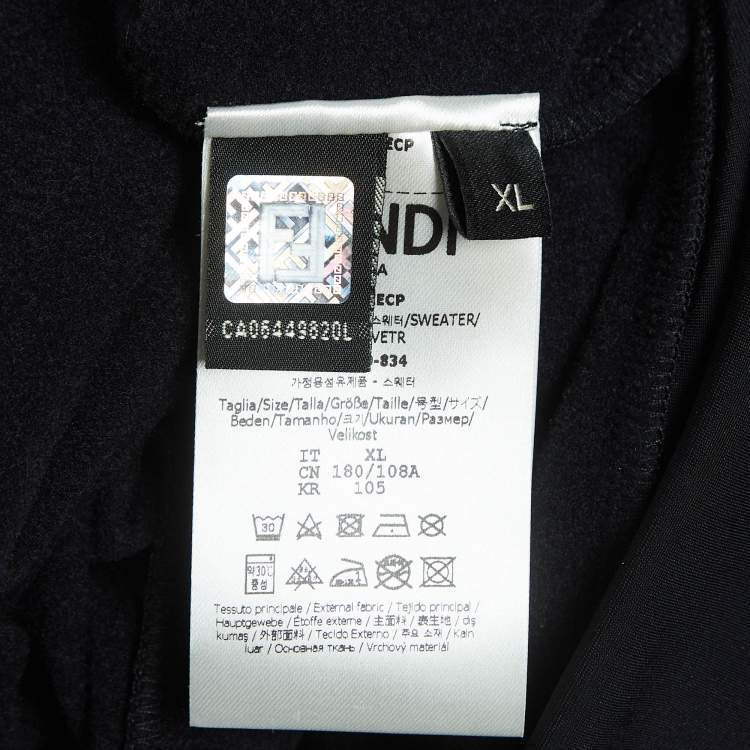 Pre Owned Fendi Black Logo Applique Jersey Sweatshirt XL