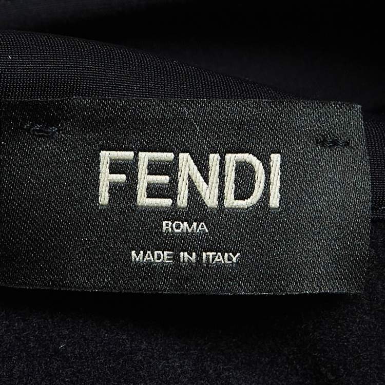 Pre Owned Fendi Black Logo Applique Jersey Sweatshirt XL
