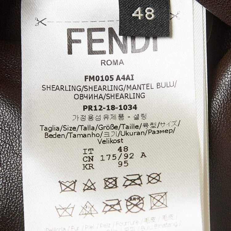 Pre Owned Fendi Cream Monogram Print Wool Shearling Jacket M