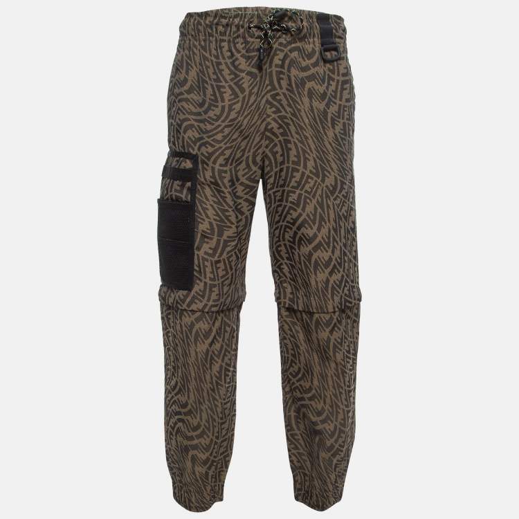 Pre Owned Fendi Brown Zucca Jacquard Joggers M