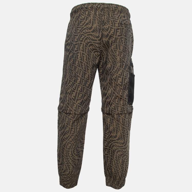 Pre Owned Fendi Brown Zucca Jacquard Joggers M