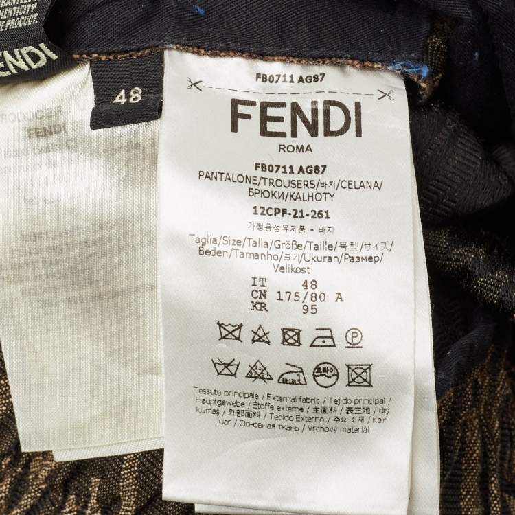 Pre Owned Fendi Brown Zucca Jacquard Joggers M