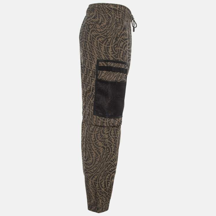 Pre Owned Fendi Brown Zucca Jacquard Joggers M