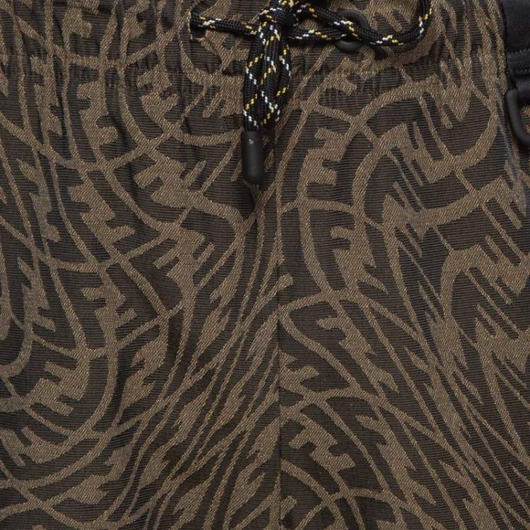 Pre Owned Fendi Brown Zucca Jacquard Joggers M