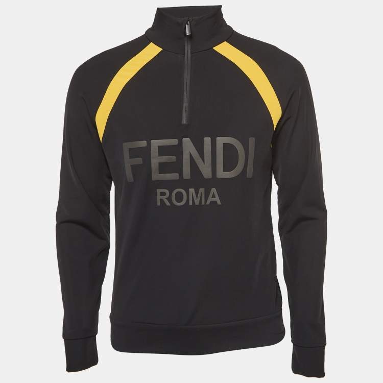 Pre Owned Fendi Black Logo Applique Jersey Sweatshirt S