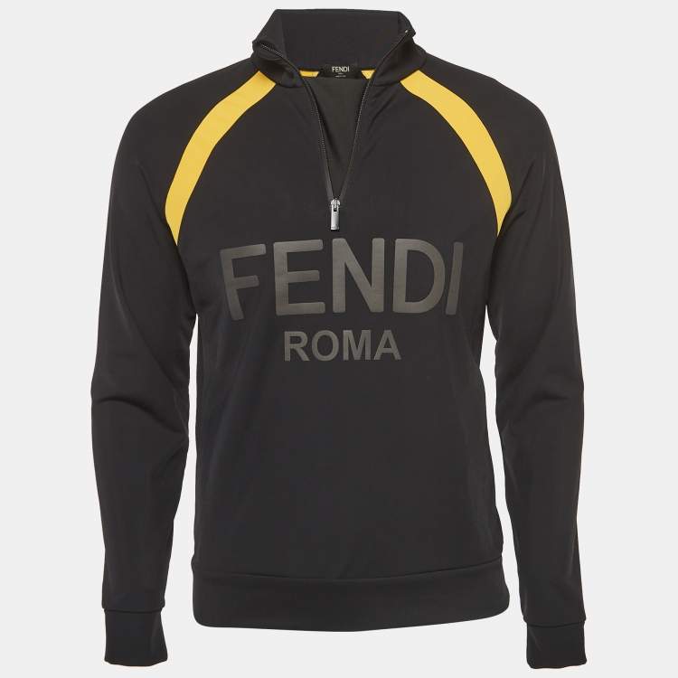 Pre Owned Fendi Black Logo Applique Jersey Sweatshirt S