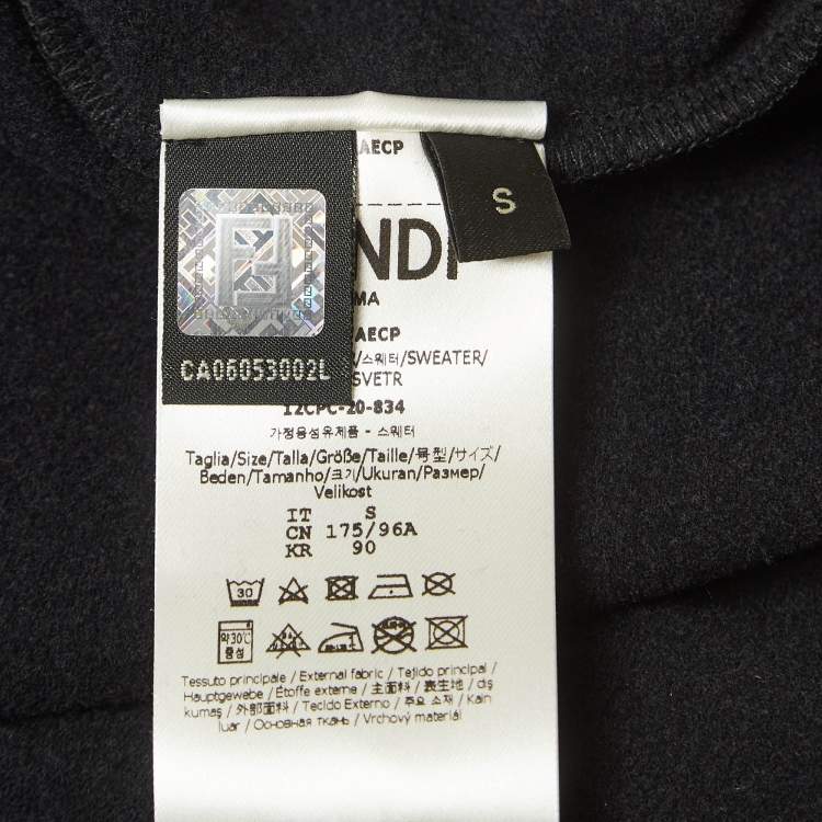 Pre Owned Fendi Black Logo Applique Jersey Sweatshirt S