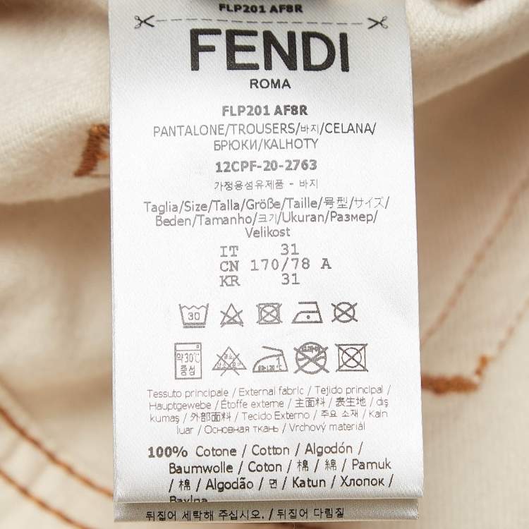 Pre Owned Fendi Cream Denim Skinny Jeans M Waist 31"