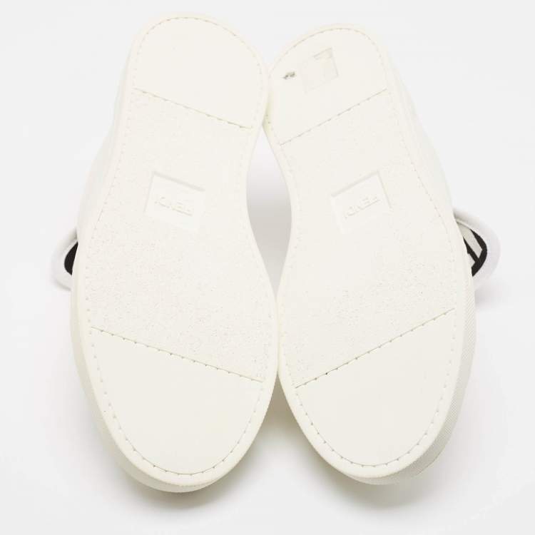 Pre Owned Fendi White Leather And Fabric Low Top Sneakers Size 40