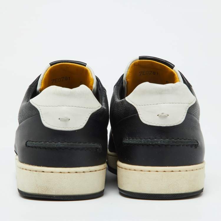 Pre Owned Fendi Black/White Leather Lace Up Sneakers Size 40