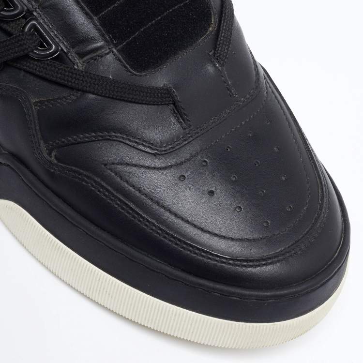 Pre Owned Fendi Black Leather and Suede Tank High Top Sneakers Size 40