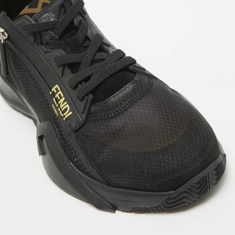 Pre Owned Fendi Black Suede and Mesh Flow Low Top Sneakers Size 42