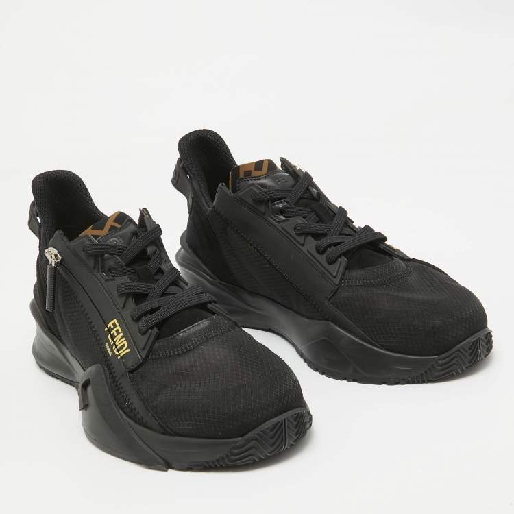 Pre Owned Fendi Black Suede and Mesh Flow Low Top Sneakers Size 42