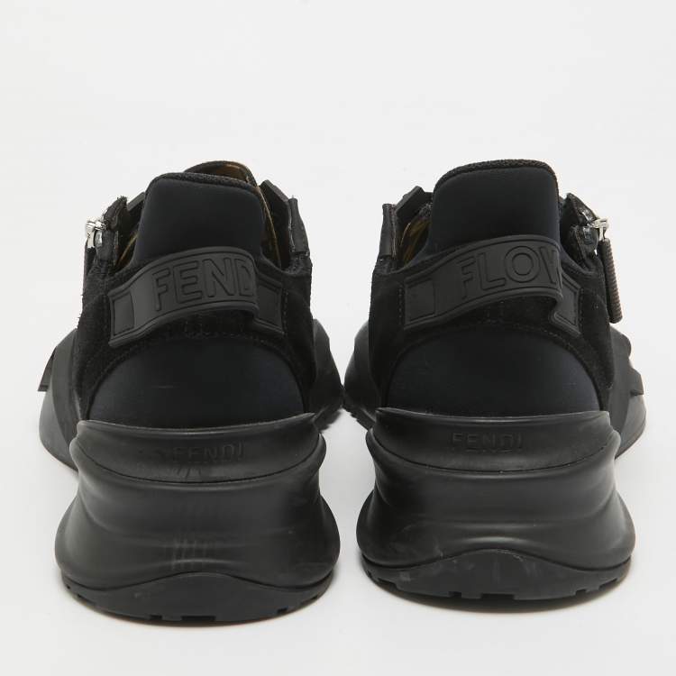 Pre Owned Fendi Black Suede and Mesh Flow Low Top Sneakers Size 42