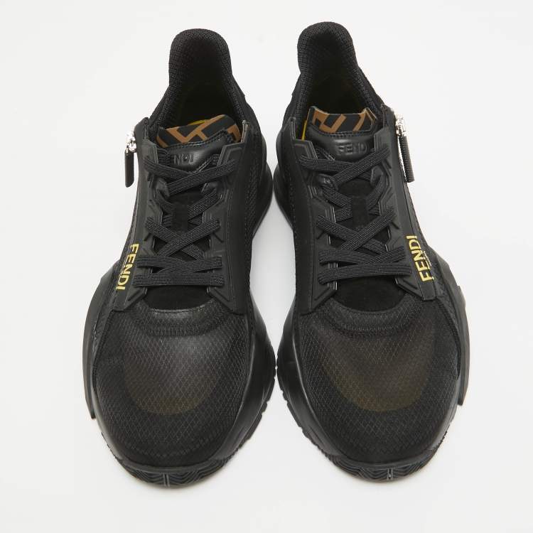 Pre Owned Fendi Black Suede and Mesh Flow Low Top Sneakers Size 42