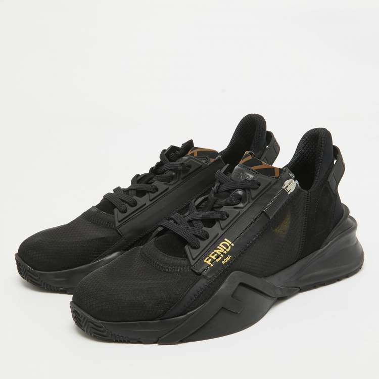 Pre Owned Fendi Black Suede and Mesh Flow Low Top Sneakers Size 42