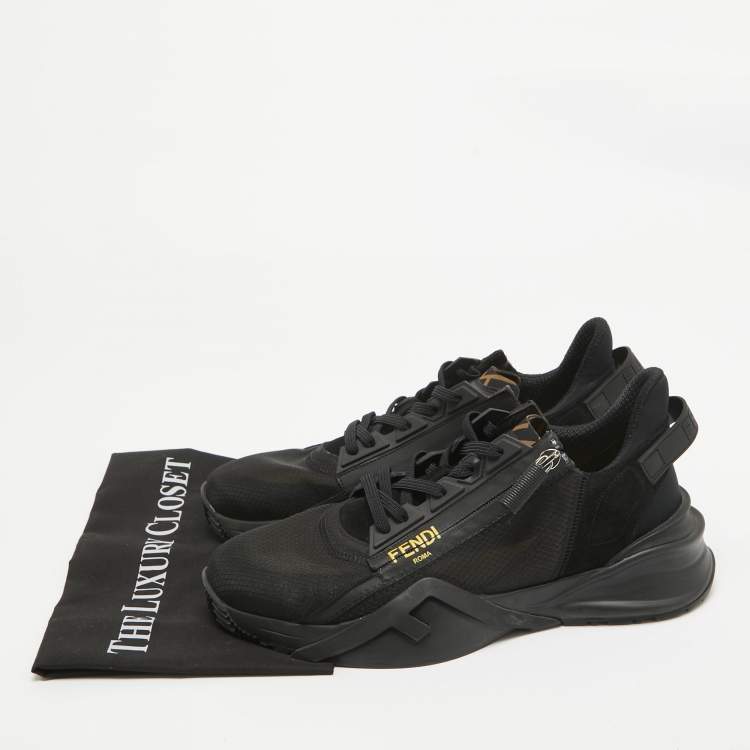 Pre Owned Fendi Black Suede and Mesh Flow Low Top Sneakers Size 42