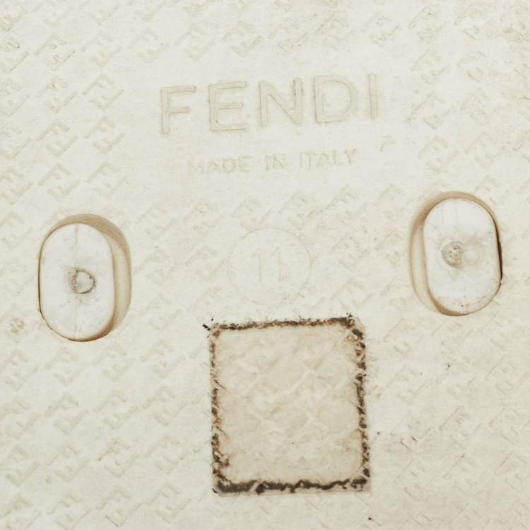 Pre Owned Fendi White Zucca Coated Canvas Thong Sandals Size  45