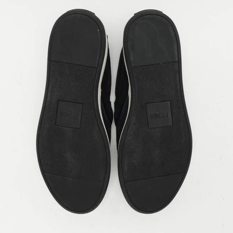 Pre Owned Fendi Navy Blue Suede Monster Eyes Slip On Sneakers Size 42