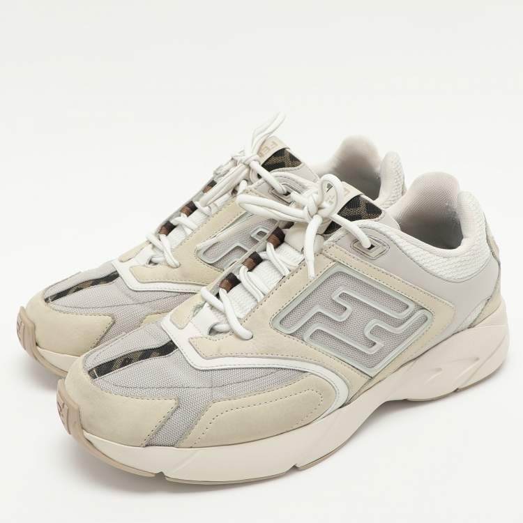 Pre Owned Fendi Multicolor Mesh and Leather FF Athletic Low Top Sneakers Size 42
