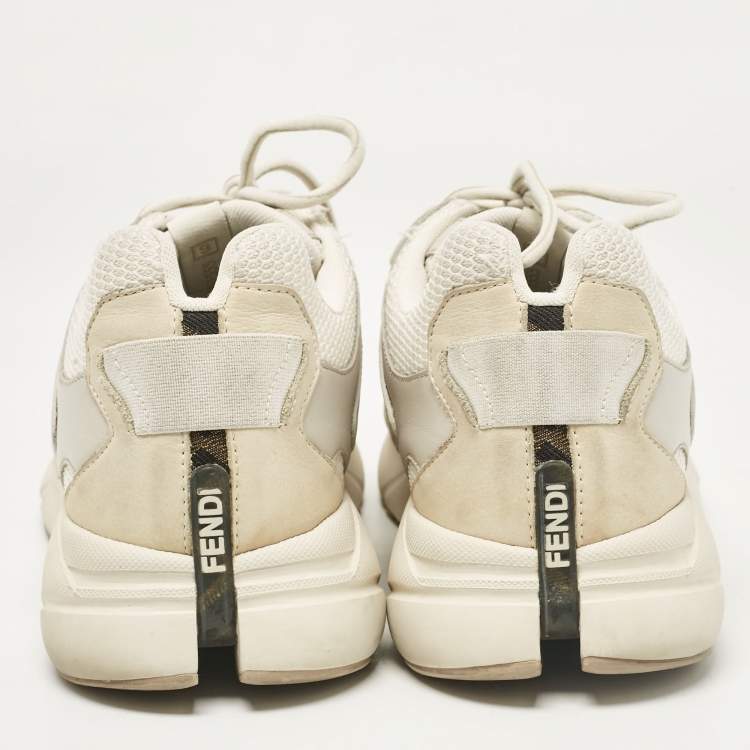 Pre Owned Fendi Two Tone Mesh and Nubuck Leather Lace Up Sneakers Size 43