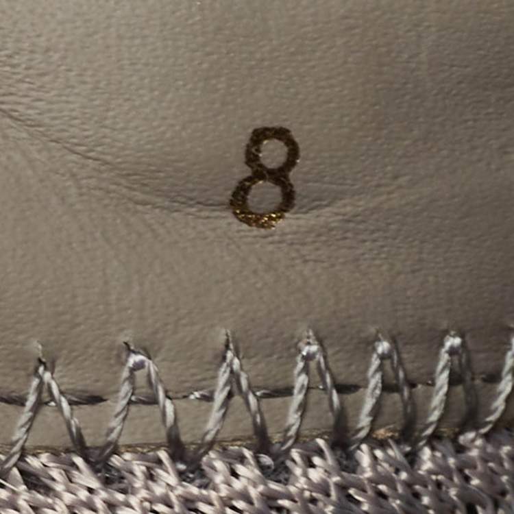 Pre Owned Fendi Grey Leather and Zucca Canvas Flow Sneakers Size 42