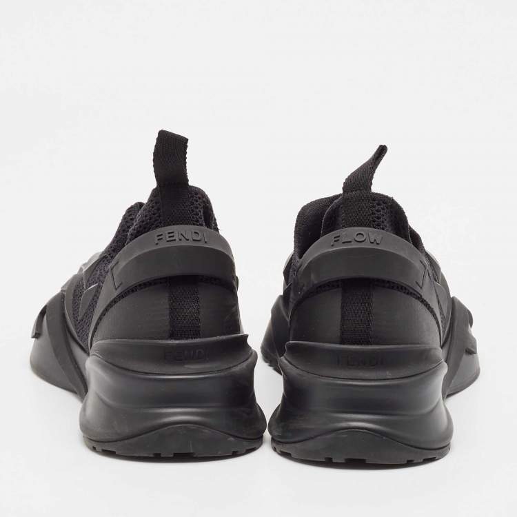 Pre Owned Fendi Black Knit Fabric and Rubber Flow Sneakers Size 42
