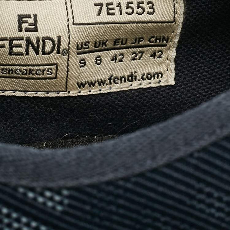 Pre Owned Fendi Navy Blue FF Canvas Lace Up Sneakers Size 42