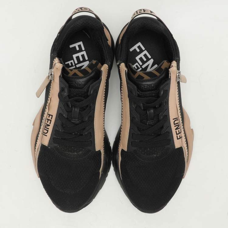 Pre Owned Fendi Black Neoprene and Nylon Flow Low Top Sneakers Size 37