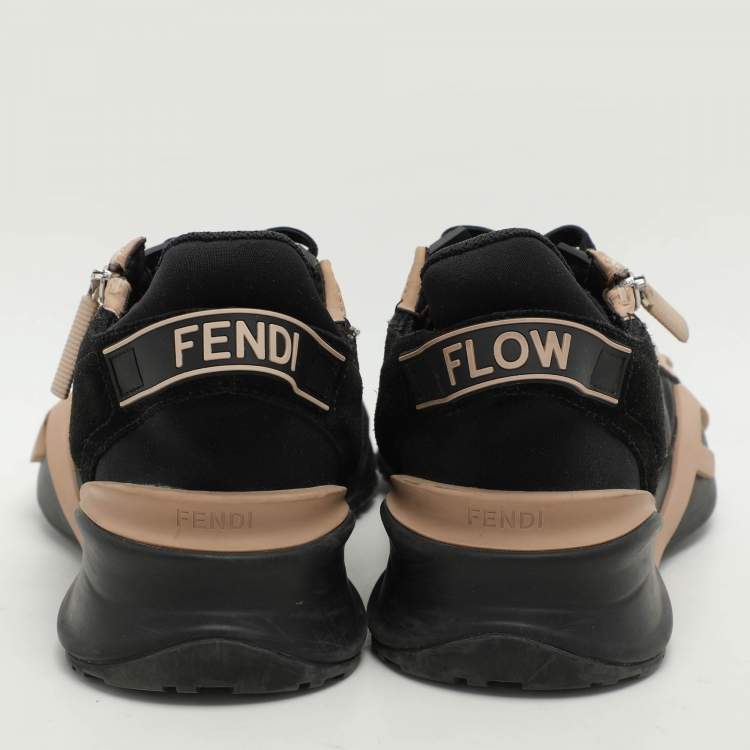 Pre Owned Fendi Black Neoprene and Nylon Flow Low Top Sneakers Size 37