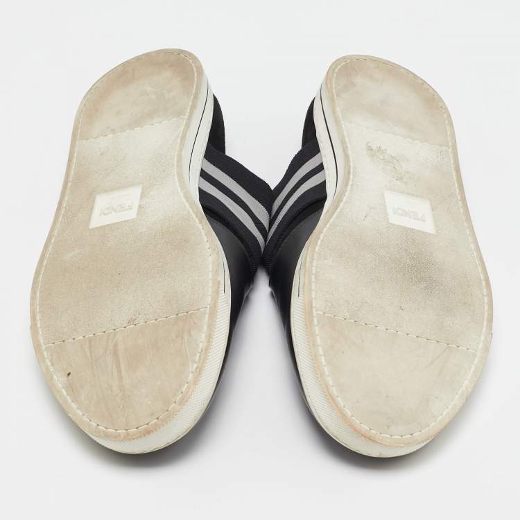 Pre Owned Fendi Black Leather Flat Mules Size 44