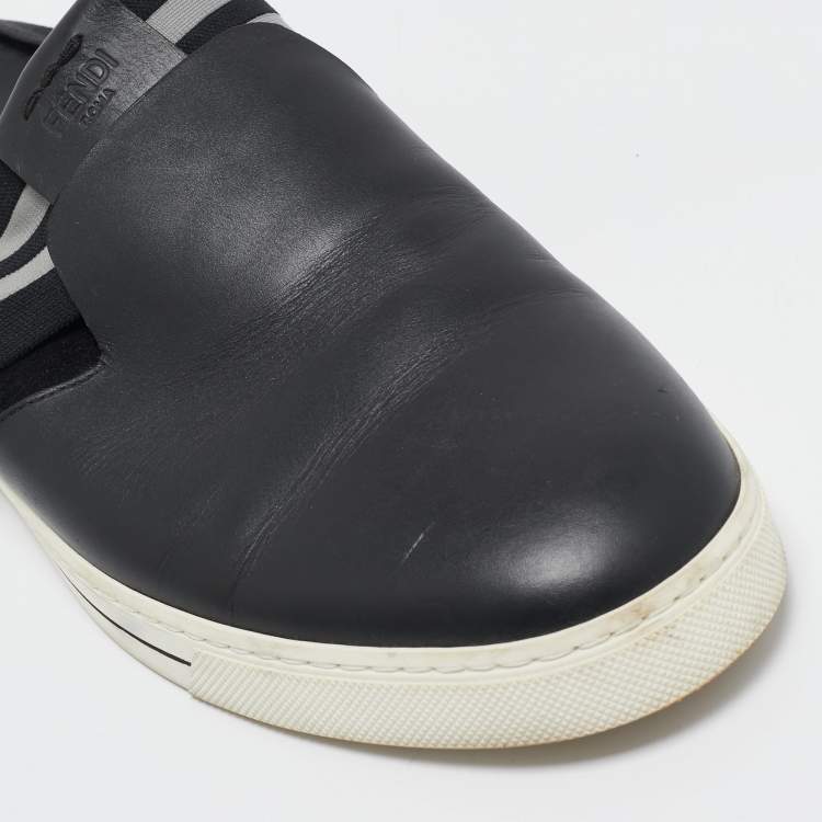 Pre Owned Fendi Black Leather Flat Mules Size 44