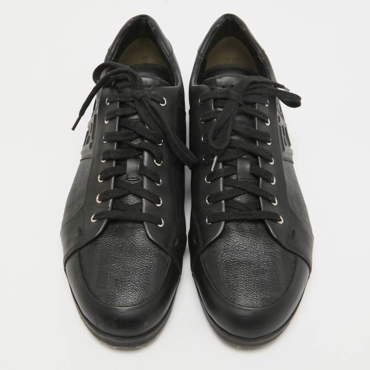 Pre Owned  Fendi Black Zucca Canvas and Leather Low Top Sneakers Size 43